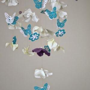 Butterfly Nursery Mobile Lavender, Teal,..