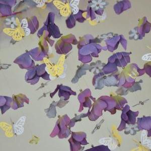 Butterfly Nursery Mobile Lavender, Yellow, Gray..
