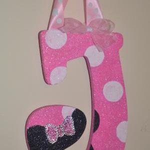 Glitter Pink/white Polka Dot Minnie Mouse Inspired..