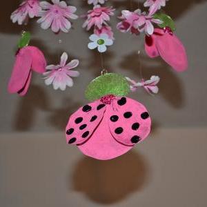 Ladybugs In Springtime (pink/green Flower Nursery..
