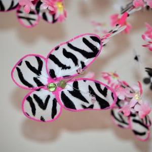 Pink And Zebra Nursery Mobile (butterfly And..