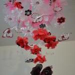 Pink/white/black Butterfly Mobile