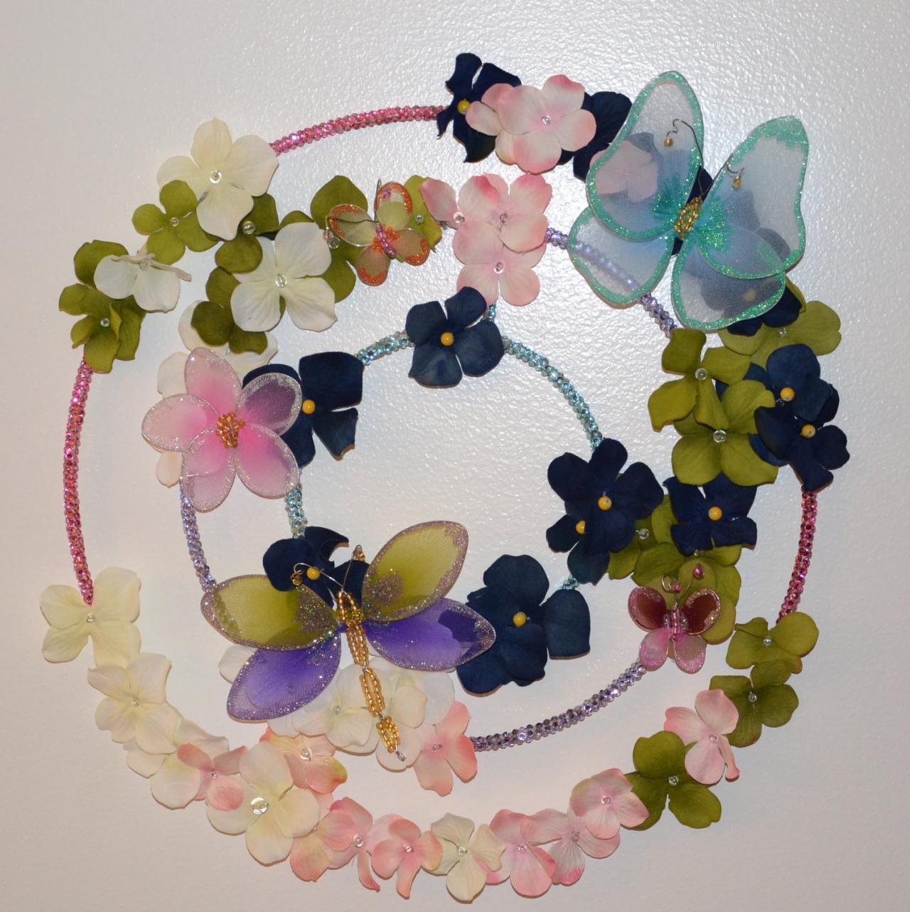 Butterfly Garden Wreath (candle Ring) Ready To Ship
