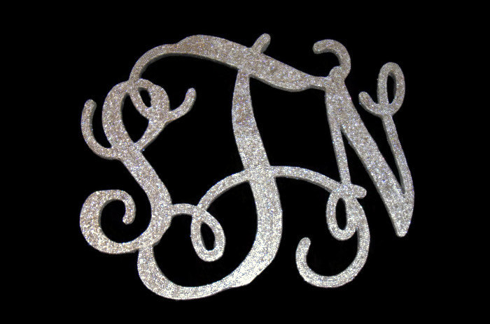 18 Inch Rhinestone Monogram Silver Bling Decorative Wall Letters, Wedding Decor, Baby Shower Gift