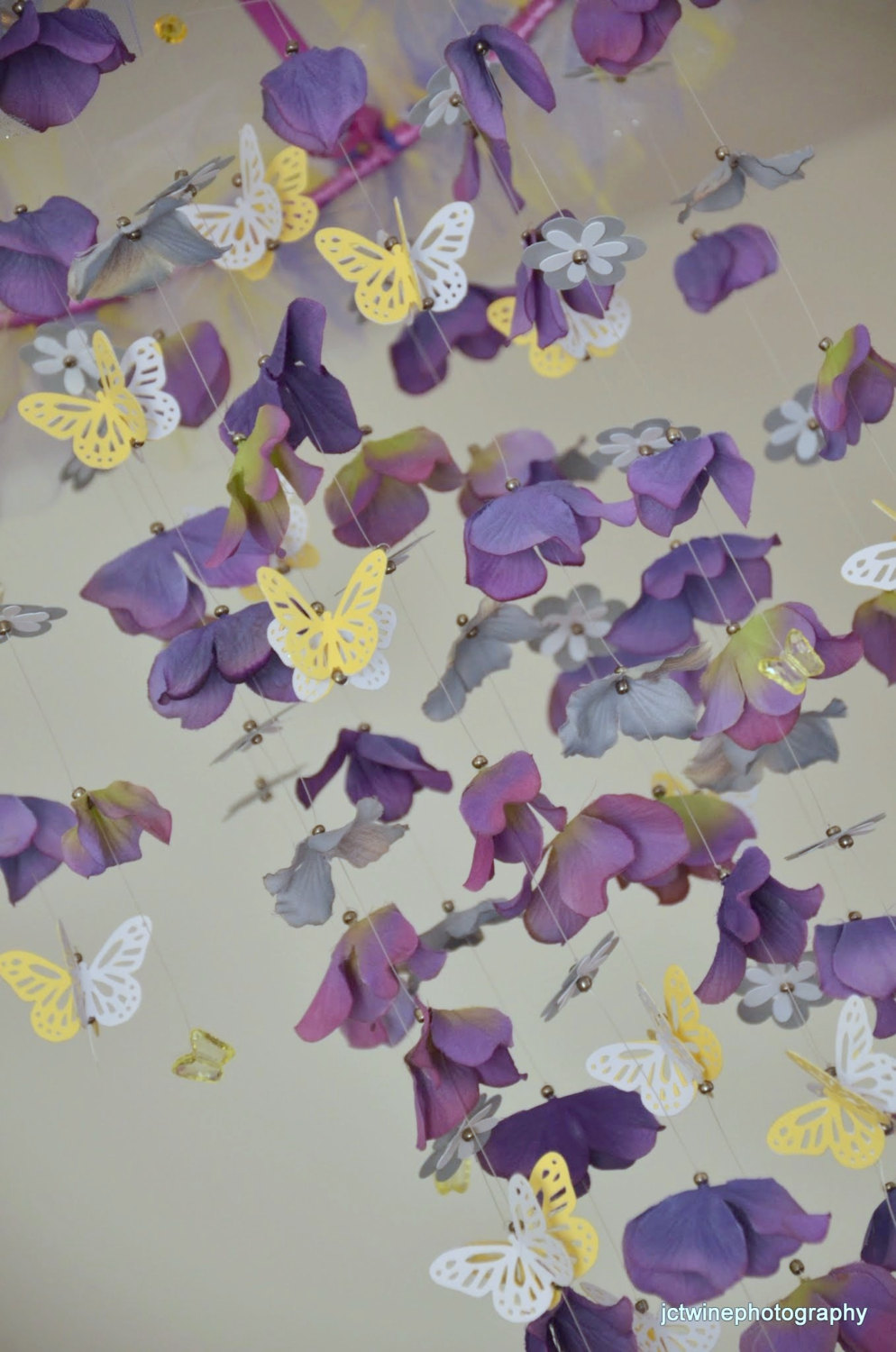 Butterfly Nursery Ceiling Mobile in Lavender Purple & Gray