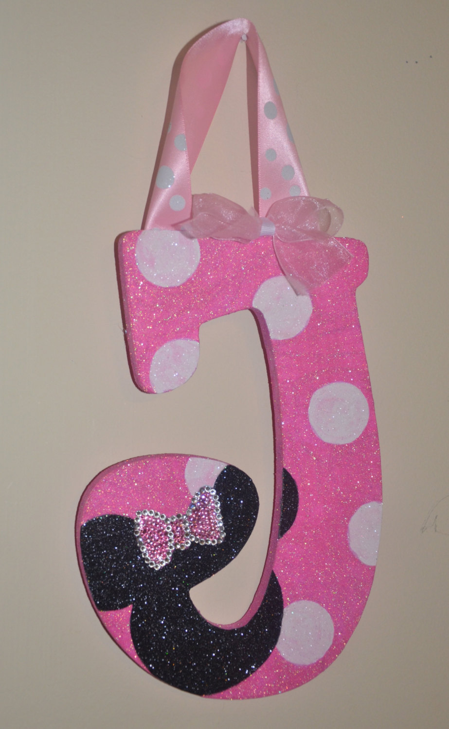 Glitter Pink/white Polka Dot Minnie Mouse Inspired Decorative Wall Letters (wood), Nursery Decor, Baby Shower Gift