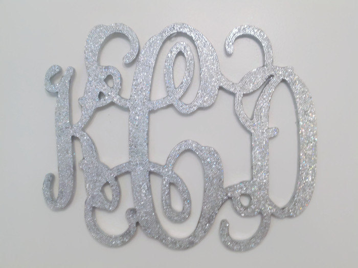 12 Inch Rhinestone Monogram Silver Bling Decorative Wall Letters, Wedding Decor, Baby Shower Gift
