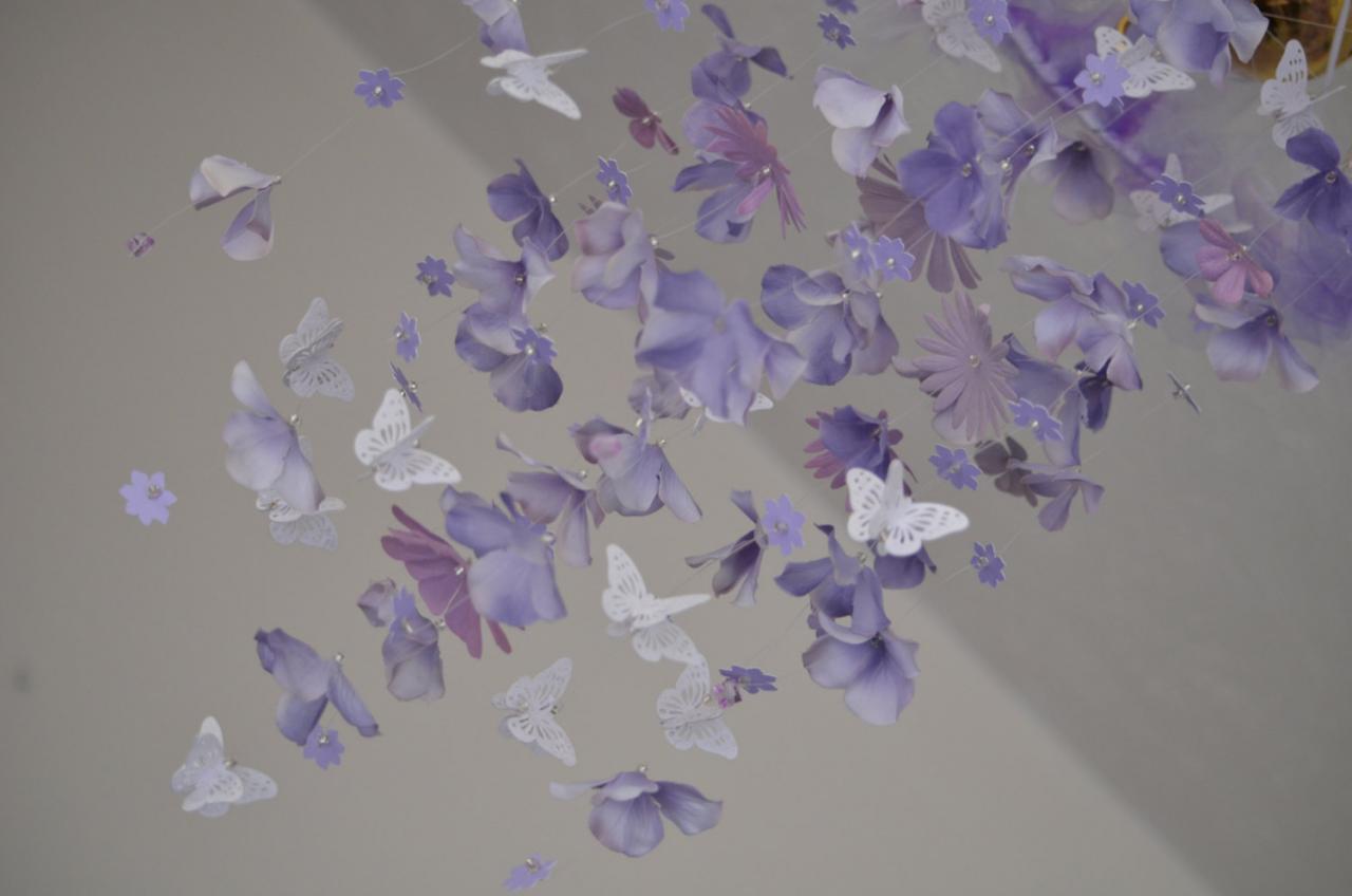 Lavender Butterfly Nursery Mobile Light Purple White Butterfly