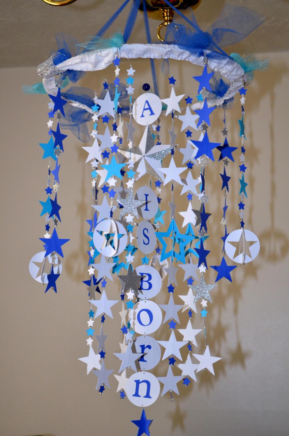 A Star Is Born Crib Nursery Mobile (blue/teal/white/silver)
